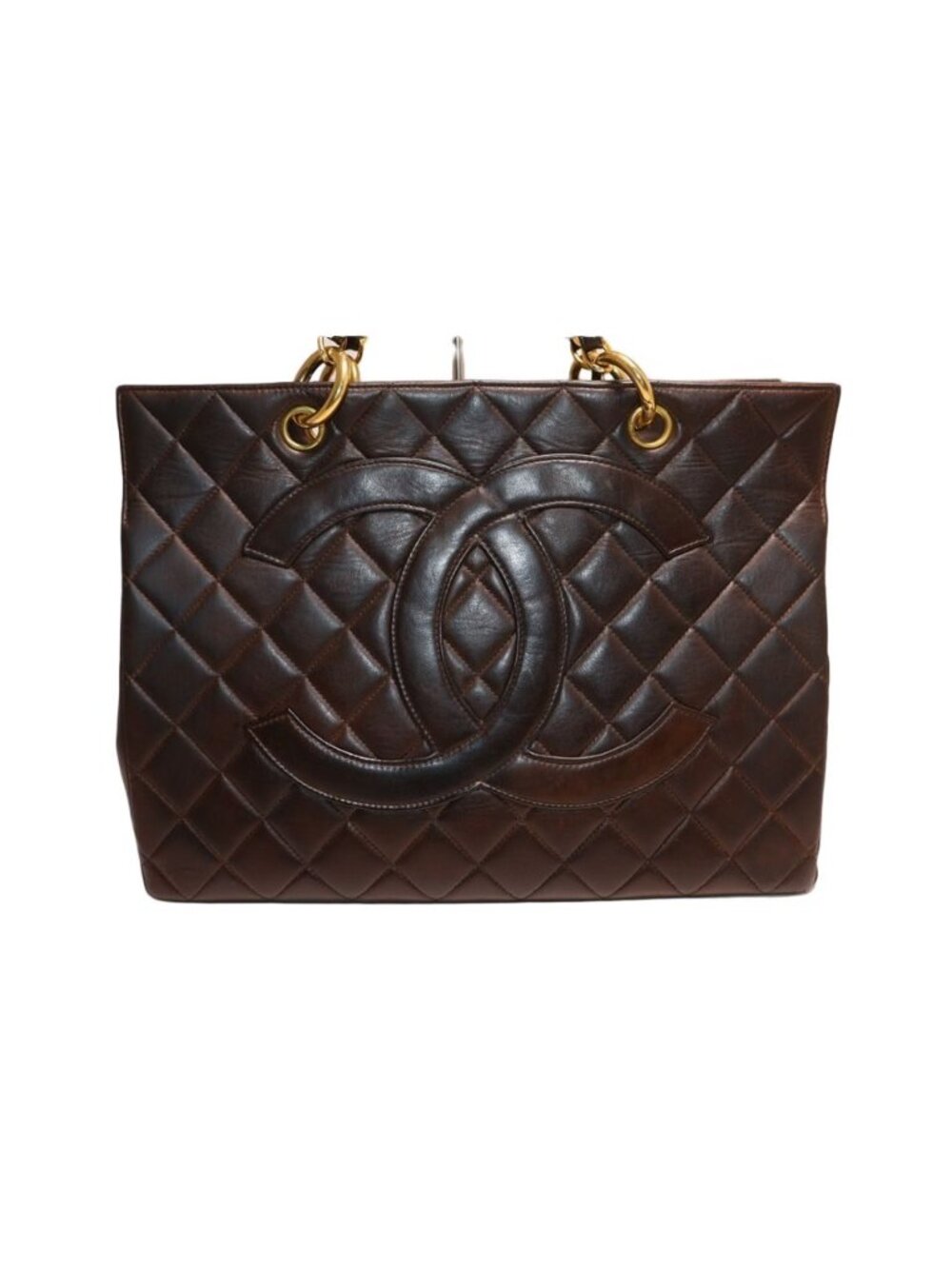 Chanel Quilted Lambskin Jumbo CC Logo Chain Tote Bag
